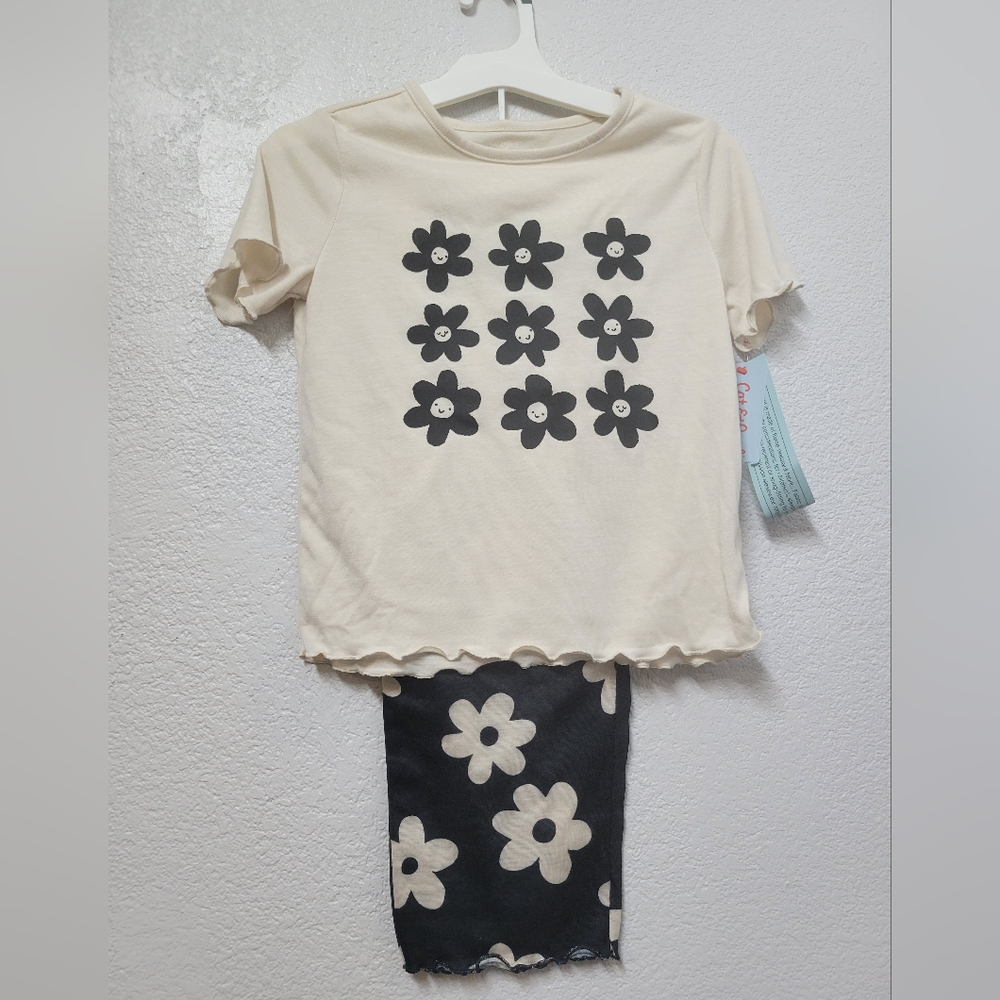 Cat & Jack Girls Floral Print Top and Leggings Sleepware Set Nwt